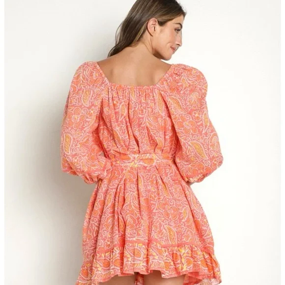Cleobella Grace blossom mini pink and Orange Paisley Dress - Picture 3 of 7